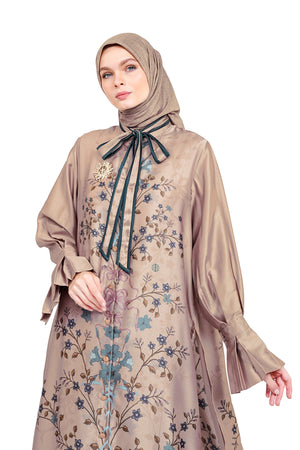 Take A Bow Dress With Side Slit - Camel