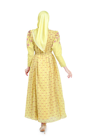 Take A Bow Pleated Dress - Lime