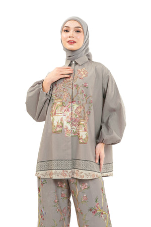 The Orient Puff Sleeve Shirt - Taupe