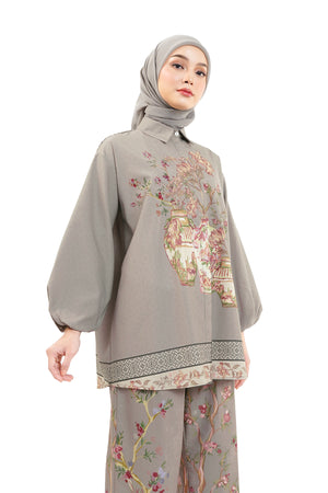 The Orient Puff Sleeve Shirt - Taupe