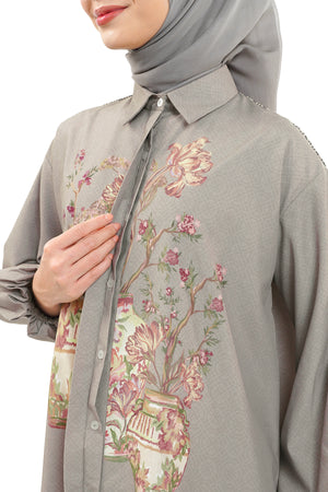 The Orient Puff Sleeve Shirt - Taupe