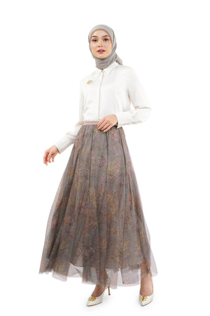 The Orient Flowy Skirt - Taupe