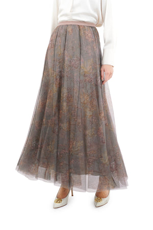 The Orient Flowy Skirt - Taupe