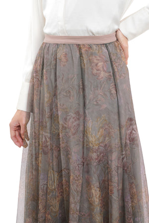 The Orient Flowy Skirt - Taupe