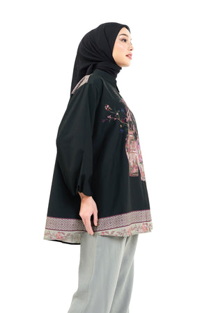 The Orient Puff Sleeve Shirt - Black