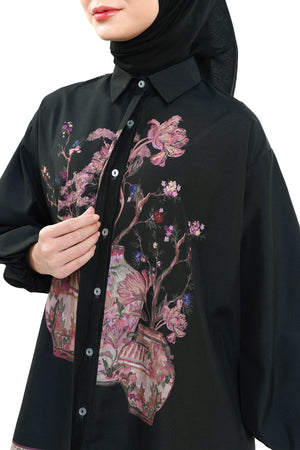 The Orient Puff Sleeve Shirt - Black