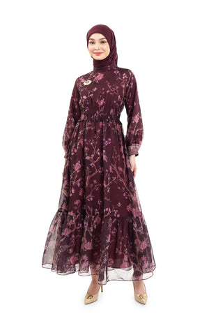 The Orient Smock Dress - Maroon