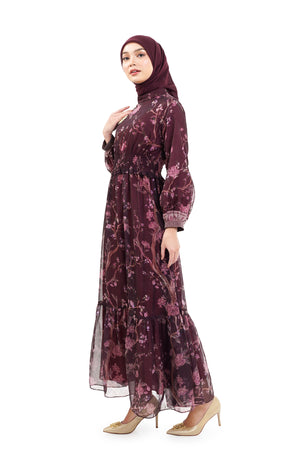 The Orient Smock Dress - Maroon