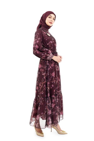 The Orient Smock Dress - Maroon