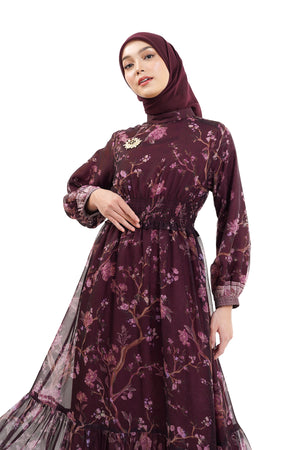 The Orient Smock Dress - Maroon