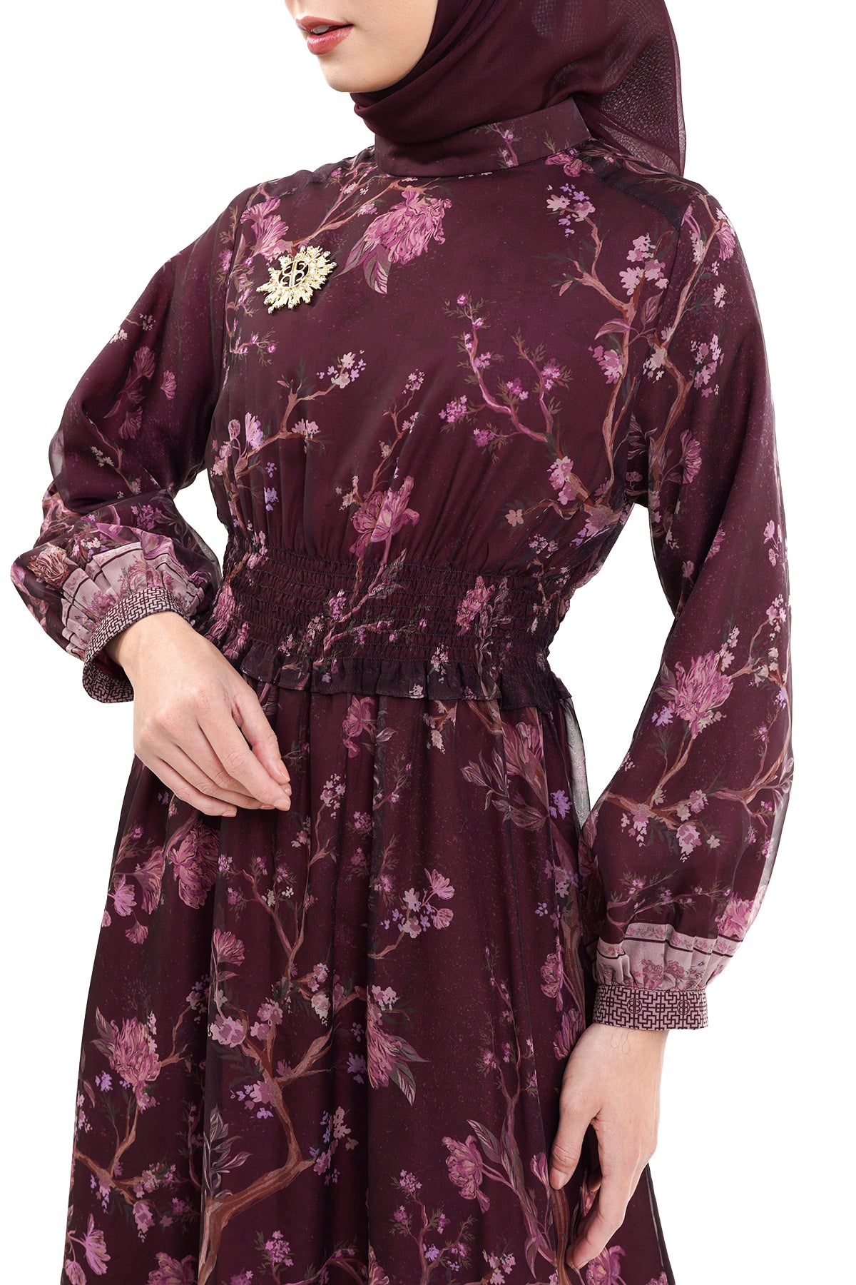 The Orient Smock Dress - Maroon - Nada Puspita The Orient Smock Dress - Maroon - Nada Puspita