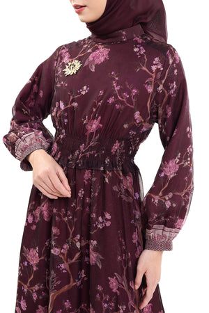 The Orient Smock Dress - Maroon