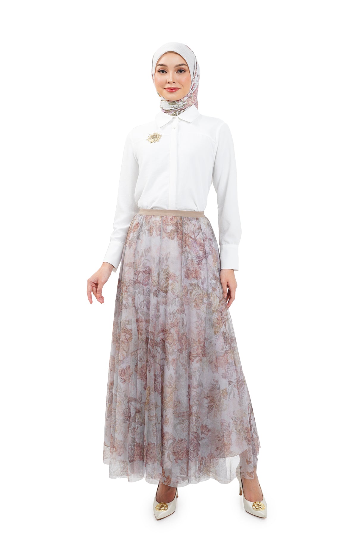 The Orient Flowy Skirt Ivory