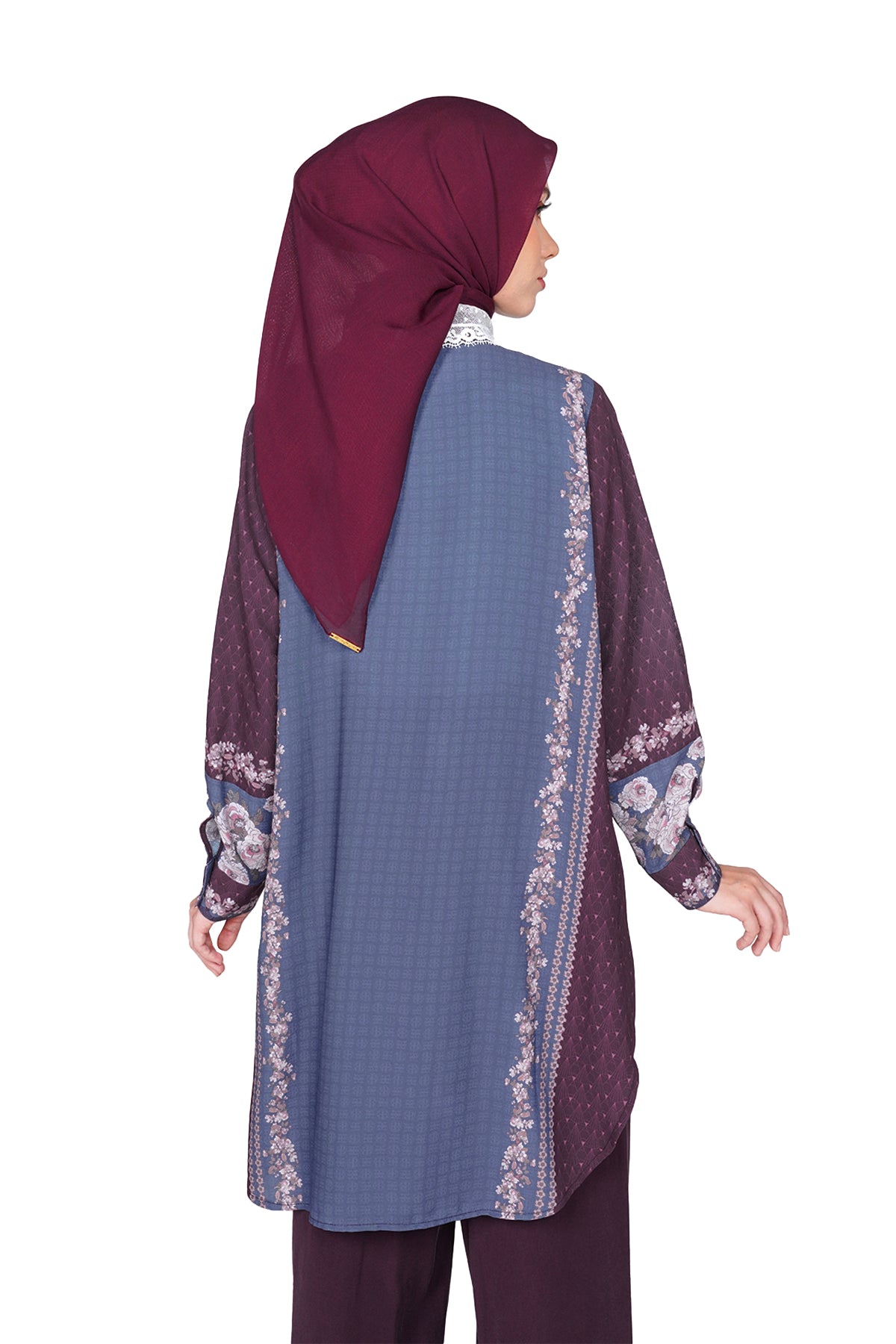 The Story Book Lace Collar Shirt - Maroon - Nada Puspita