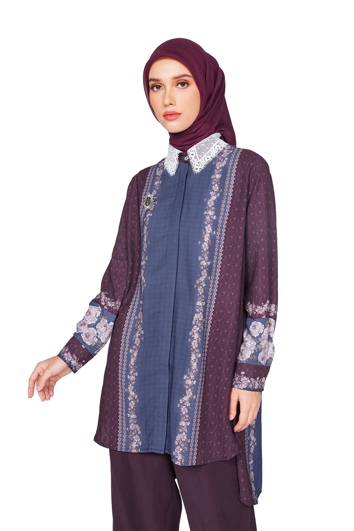 The Story Book Lace Collar Shirt - Maroon