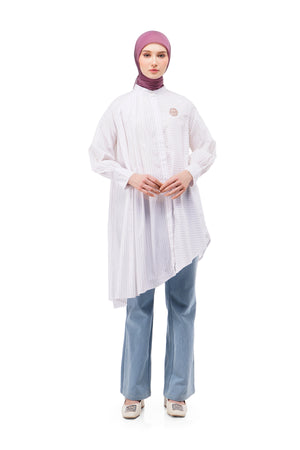 Valda Asymmetric Tunic - White