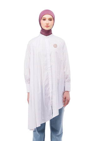Valda Asymmetric Tunic - White