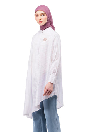 Valda Asymmetric Tunic - White