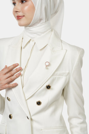 Vintage Pin Brooch - White