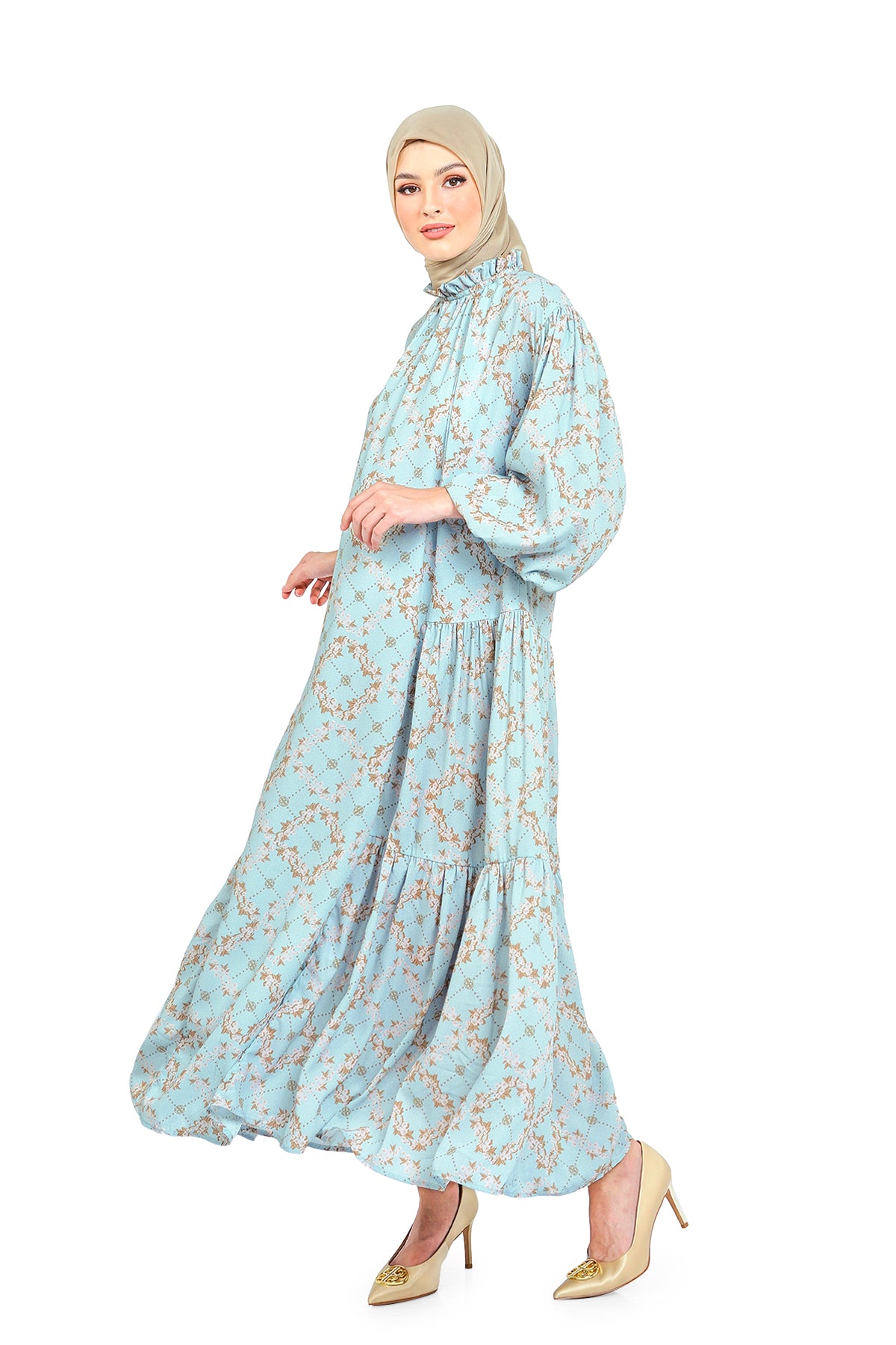 Viola Ruffle Dress - Sky Blue