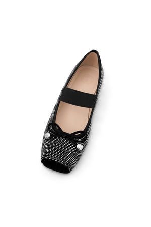 Nada Crystal Ballet Shoes - Black