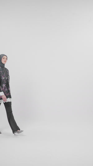 Sweet Eid Lace Outer - Charcoal