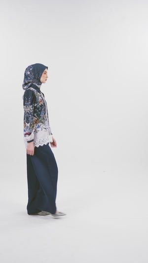 Majestica Raya Basic Shirt With Lace - Navy