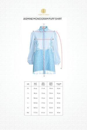 Jasmine Monogram Puff Shirt - Blue