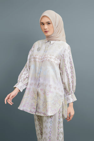 ASHMEERA PLEATED SHIRT - CREAM