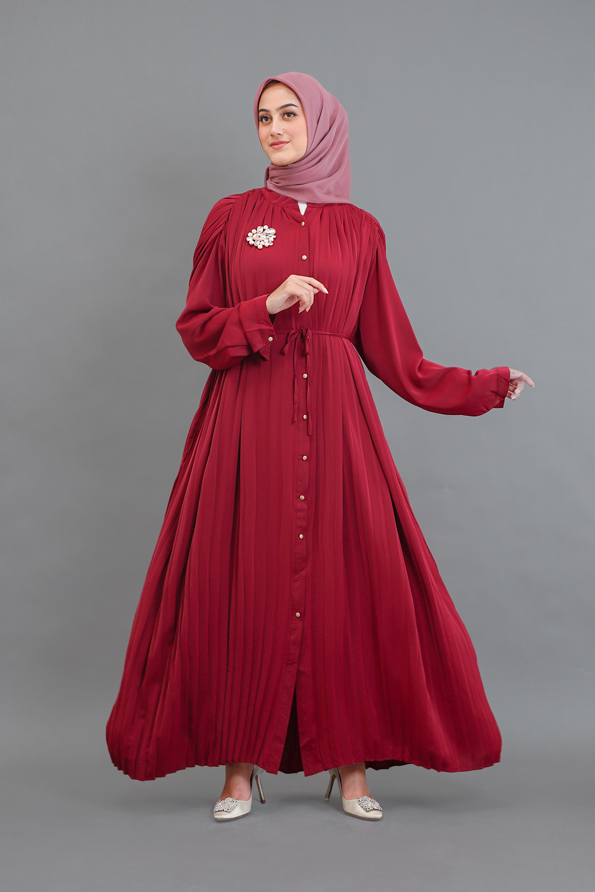 Clarissa Pleated Dress - Red