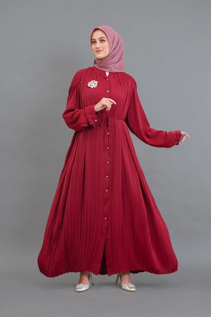Clarissa Pleated Dress - Red