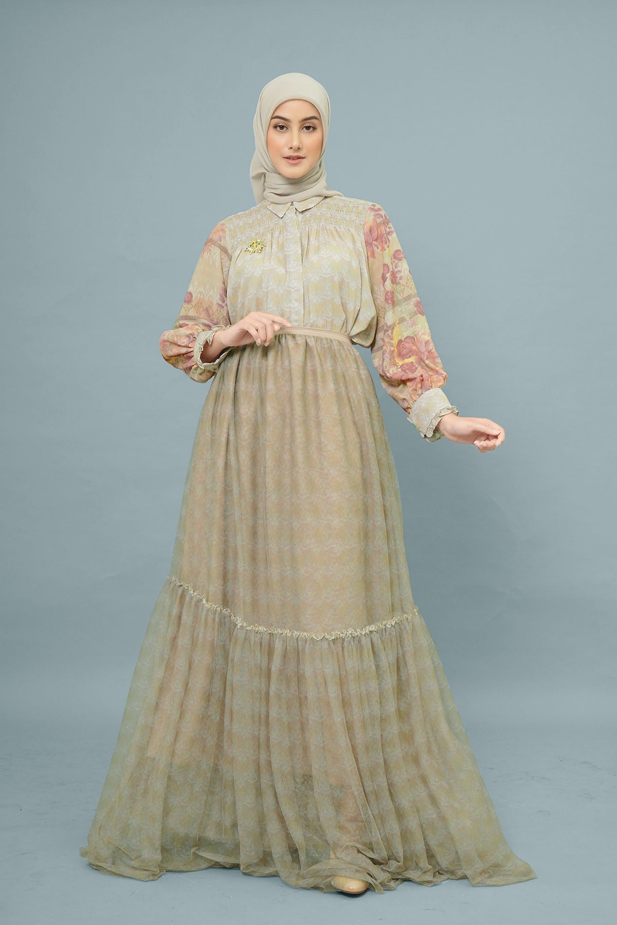Salaam Tile Skirt with Ruffle - Khaki