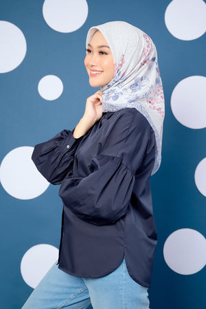 Puff Sleeved Shirt - Navy Blue