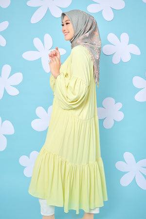 Puffy Tiered Dress - Lime