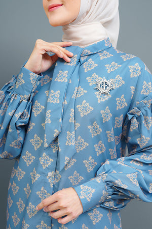 Azalea Geometric Pleats Sleeve Shirt - Tosca