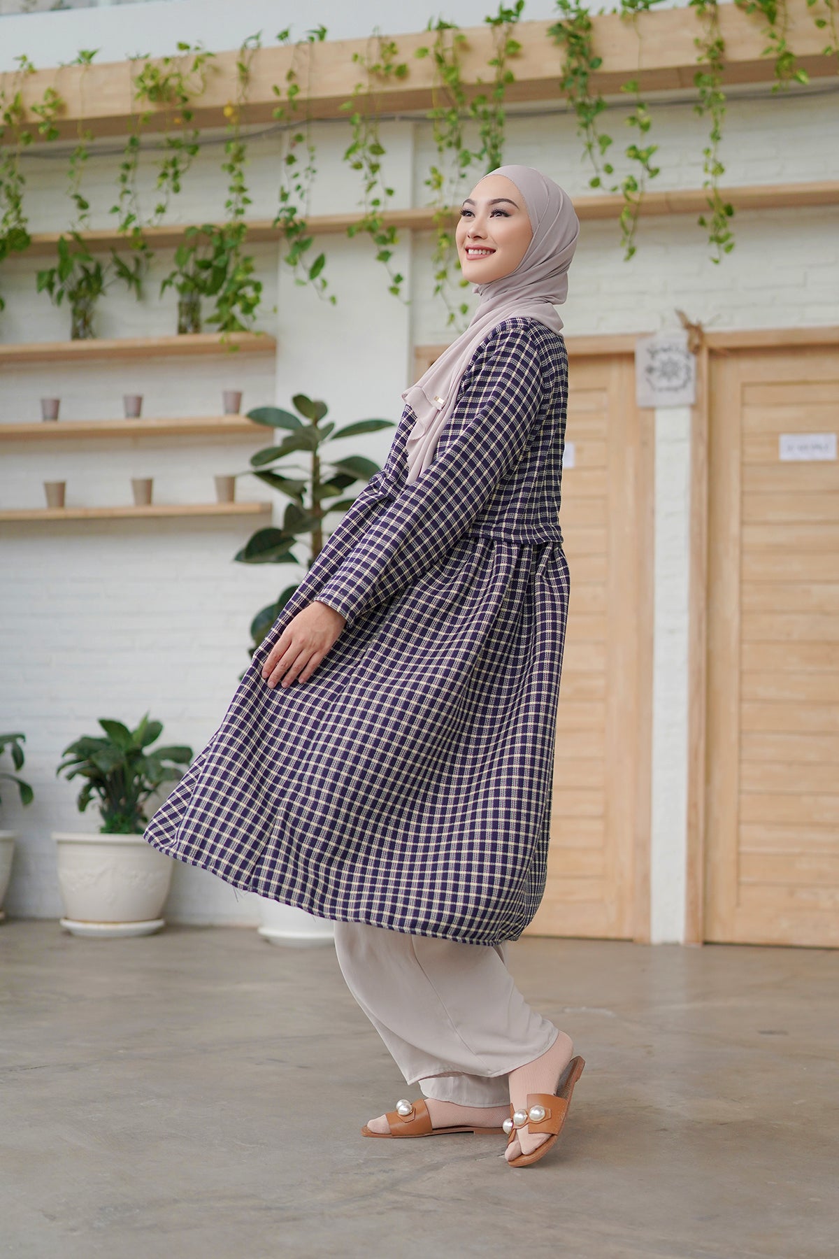 Gingham Tunic - Cream