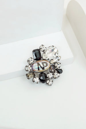 Kayla Crystal Brooch - Black