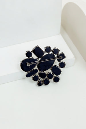 Kayla Crystal Brooch - Black