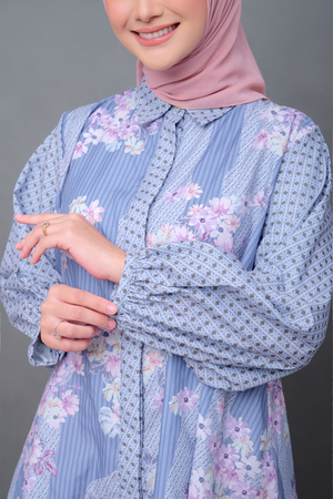 Monogram Flower Loose Shirt - Airy Blue