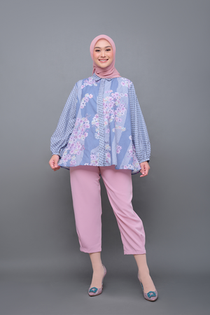 Monogram Flower Loose Shirt - Airy Blue