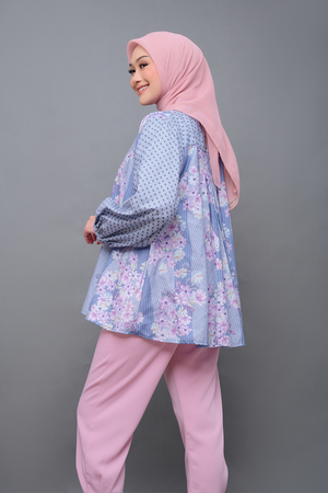 Monogram Flower Loose Shirt - Airy Blue