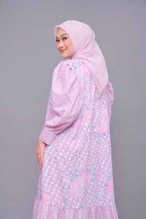 Monogram Flower Ruffle Dress - Pink Rose