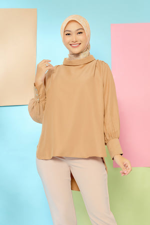 Puffy Top Blouse Brown