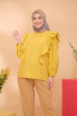 Ruffle Long Sleeve - Yellow