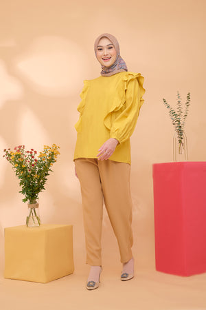Ruffle Long Sleeve - Yellow