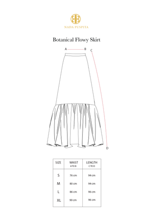 Botanical Flowy Skirt - Grey