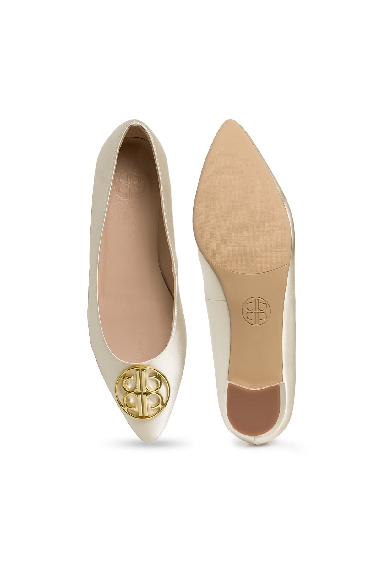 The Camille Satin Shoes - Bone