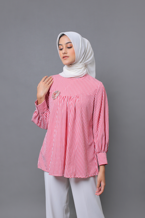 Zahra Plaid Blouse - Red